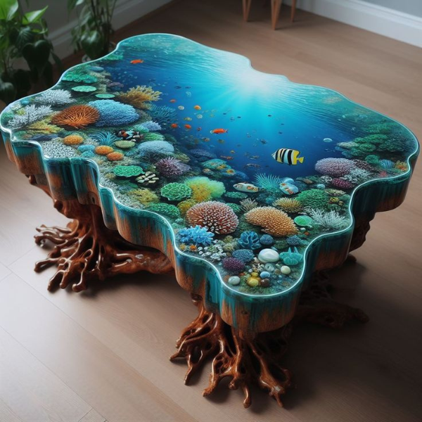 EPOXY RESIN BLUE TABLE