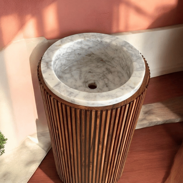 WOODEN AND MARBLE FLUTED SINK