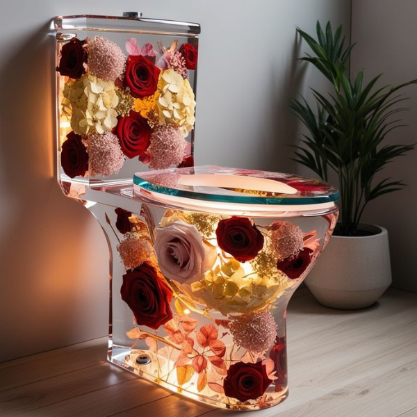 EPOXY RESIN  FLOWER TOILET